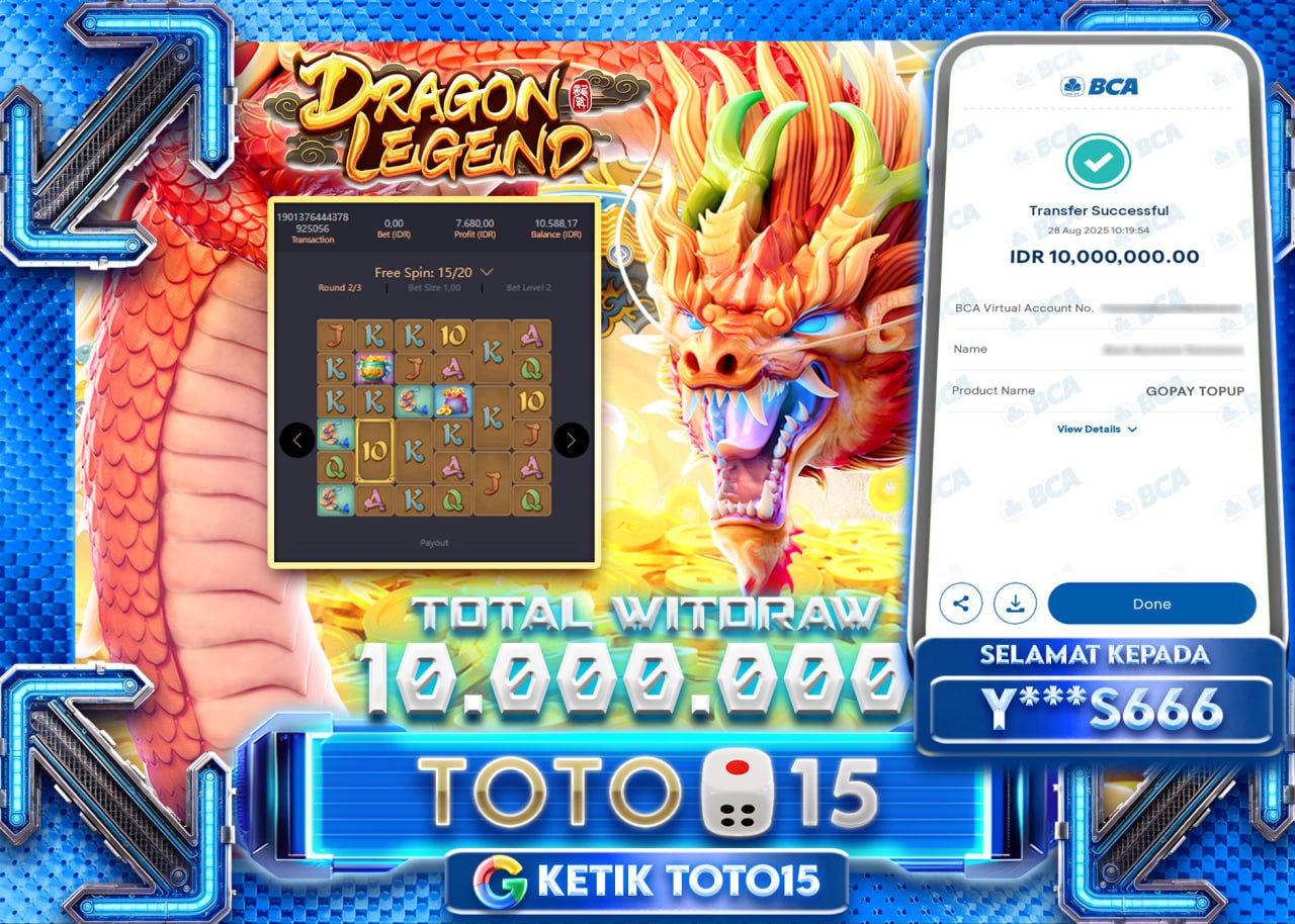Y***S666 JACKPOT DRAGON LEGEND Rp.10.00.000 - LUNAS