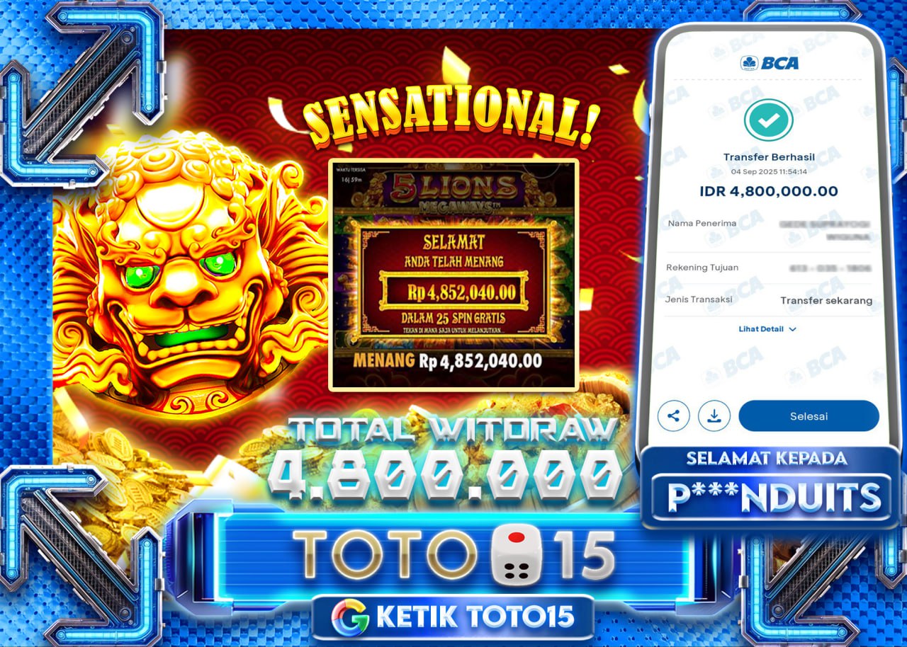 P***NDUITS JACKPOT 5 LIONS Rp 4.800.000 - LUNAS