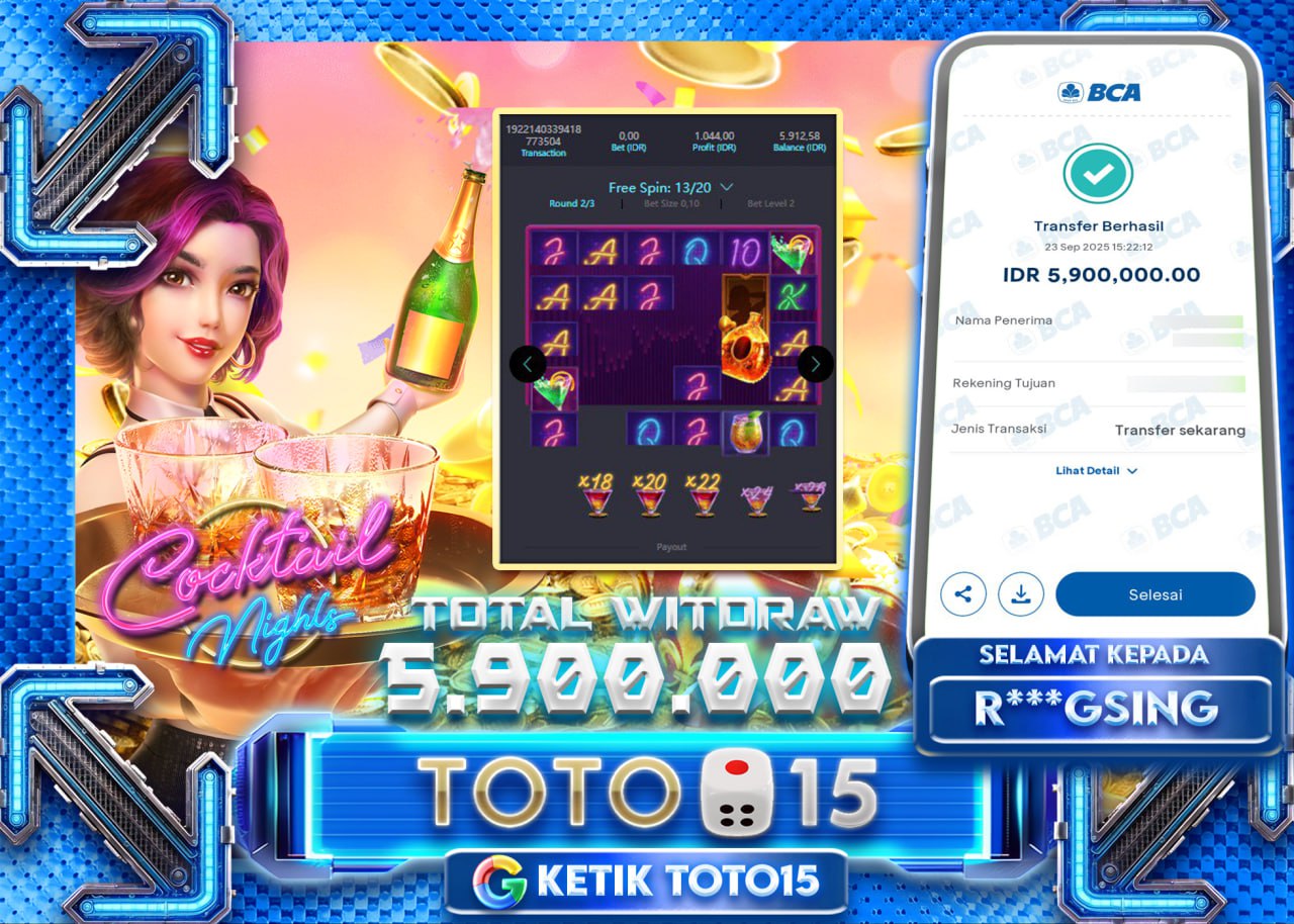 R***GSING JACKPOT COCKTAIL NIGHTS Rp 5.900.000 - LUNAS