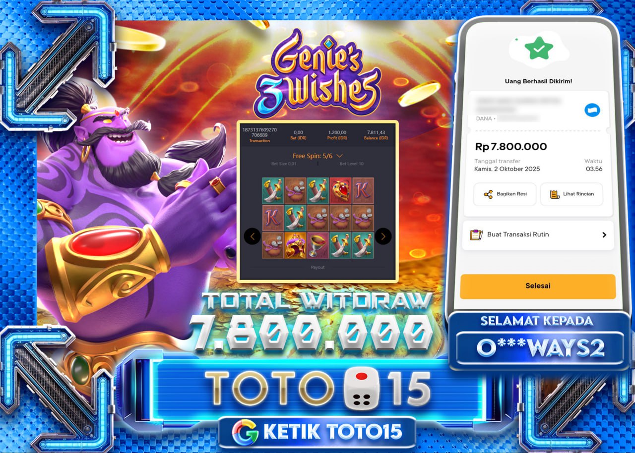 O***WAYS2 JACKPOT GENIESH 3 WISHES Rp 7.800.000 - LUNAS